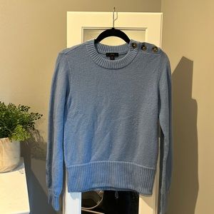 JCREW blue merino wool sweater with button details. Size XS.